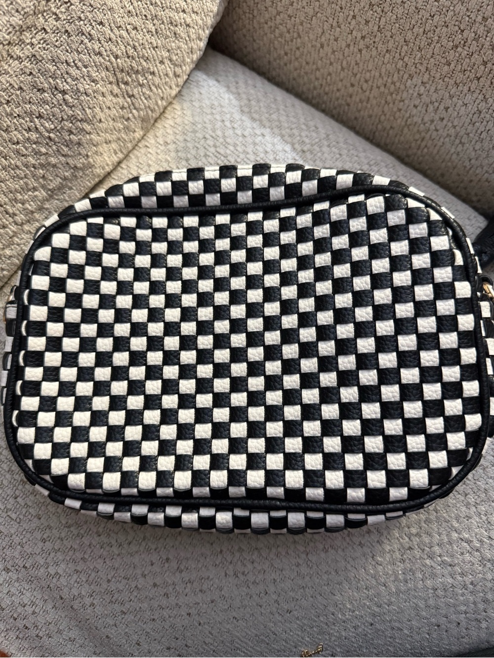 Black and White Checkerboard Crossbody Bag